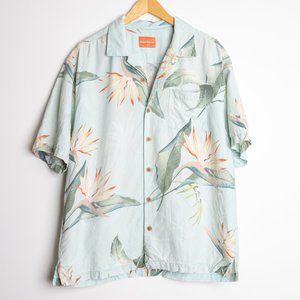 Tommy Bahama Silk Button Shirt Bird of Paradise Floral Print, Size Large